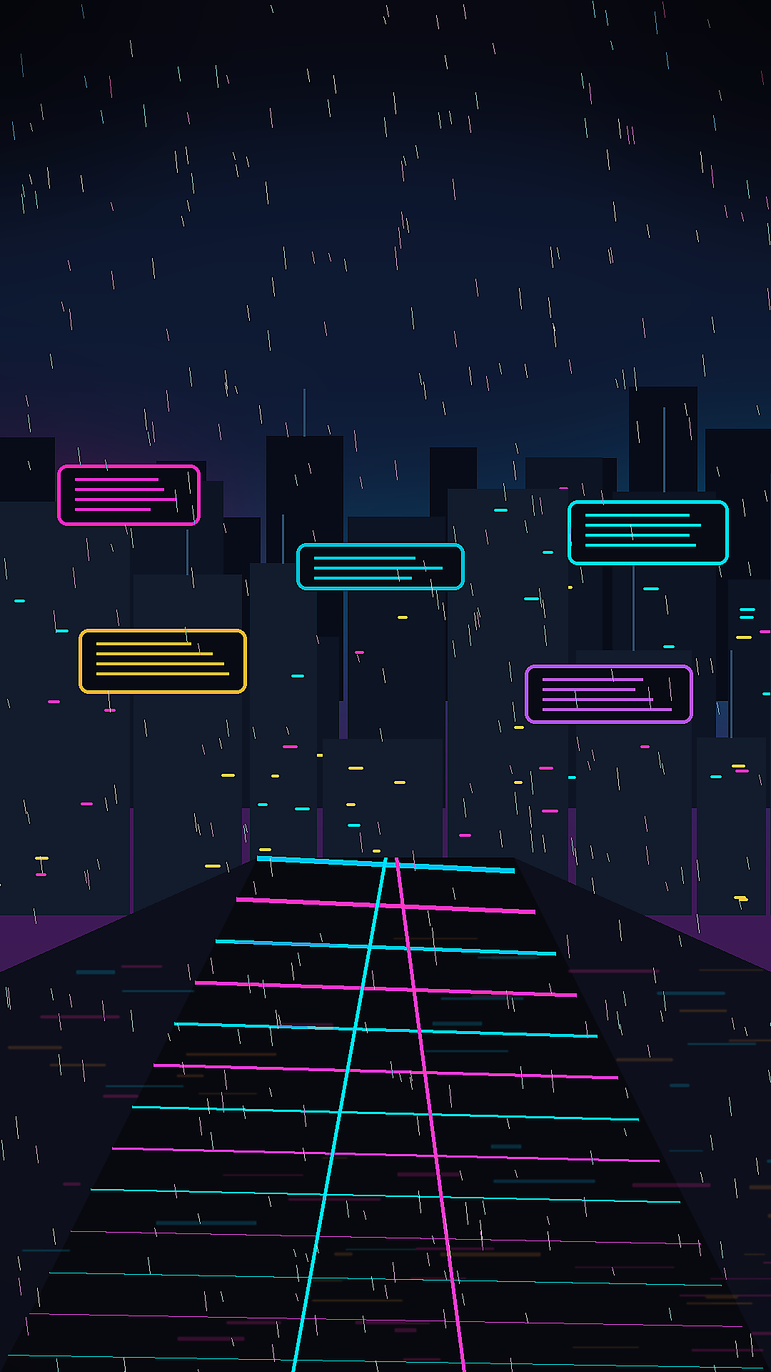 An original vertical cyberpunk city phone wallpaper preview with neon streets, rain reflections, and no recognizable characters or logos.